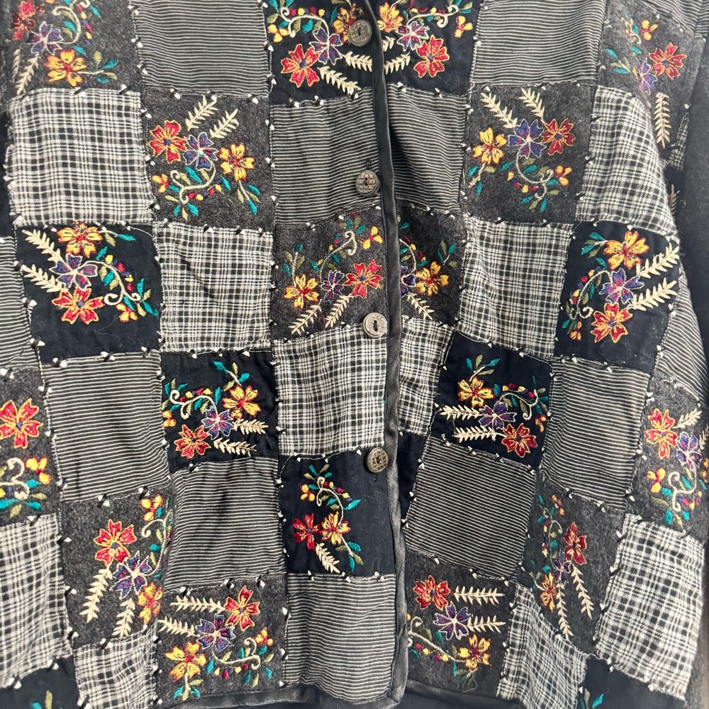 New Direction Patchwork Wool Blend Jacket Med - image 2